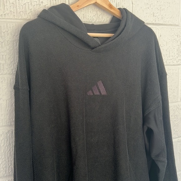 Adidas Men’s Elevated All Szn Terry Hooded Sweatshirt Size Large in Black NWT - Picture 6 of 10